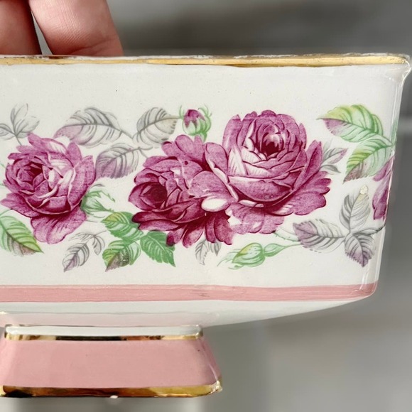 VINTAGE SICAS SESTO FIORENTINO Porcelain Serving Bowl Lidded Floral Italy Square - Picture 13 of 14